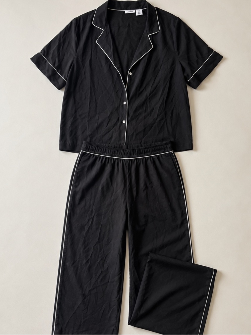Jason Wu Black Pajama Set with White Piping – Size Medium